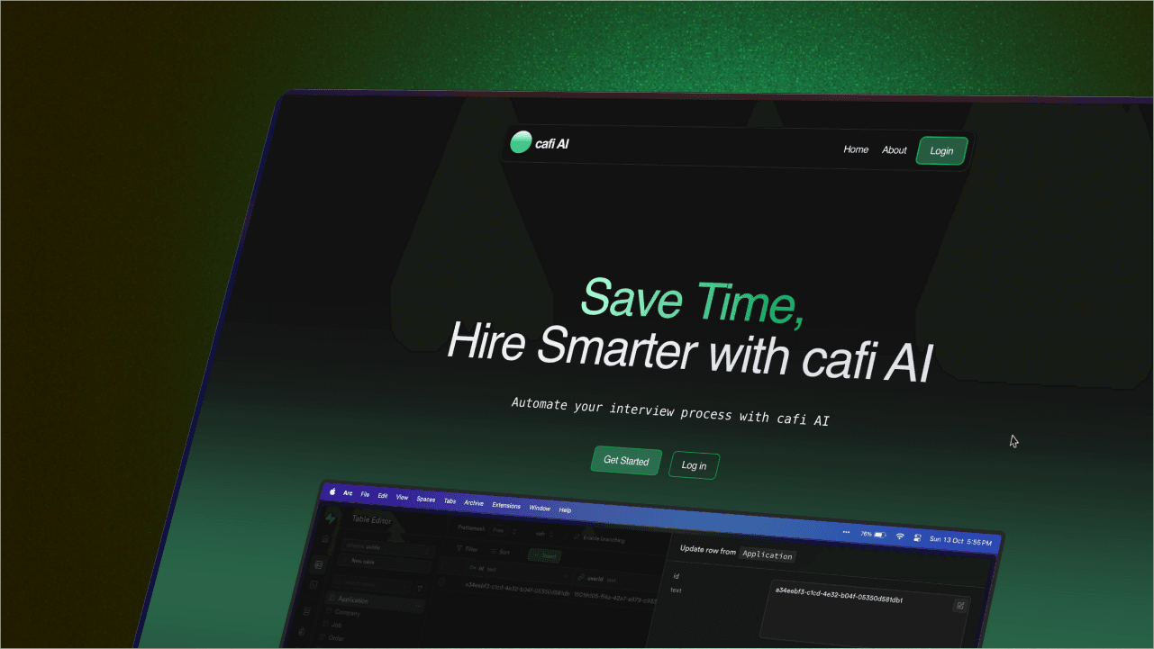 Cafi AI landing page: Save time, hire smarter with Cafi AI